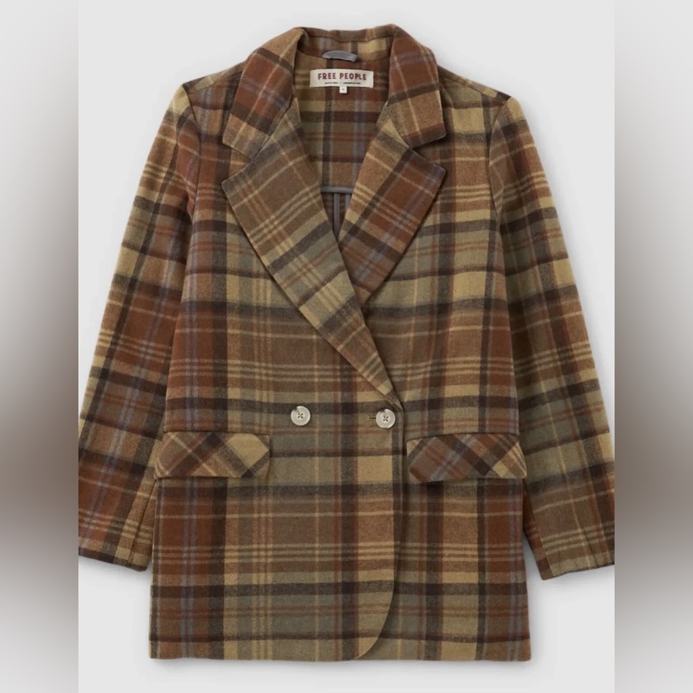 Free People Mari Plaid Blazer Jacket - Picture 6 of 16